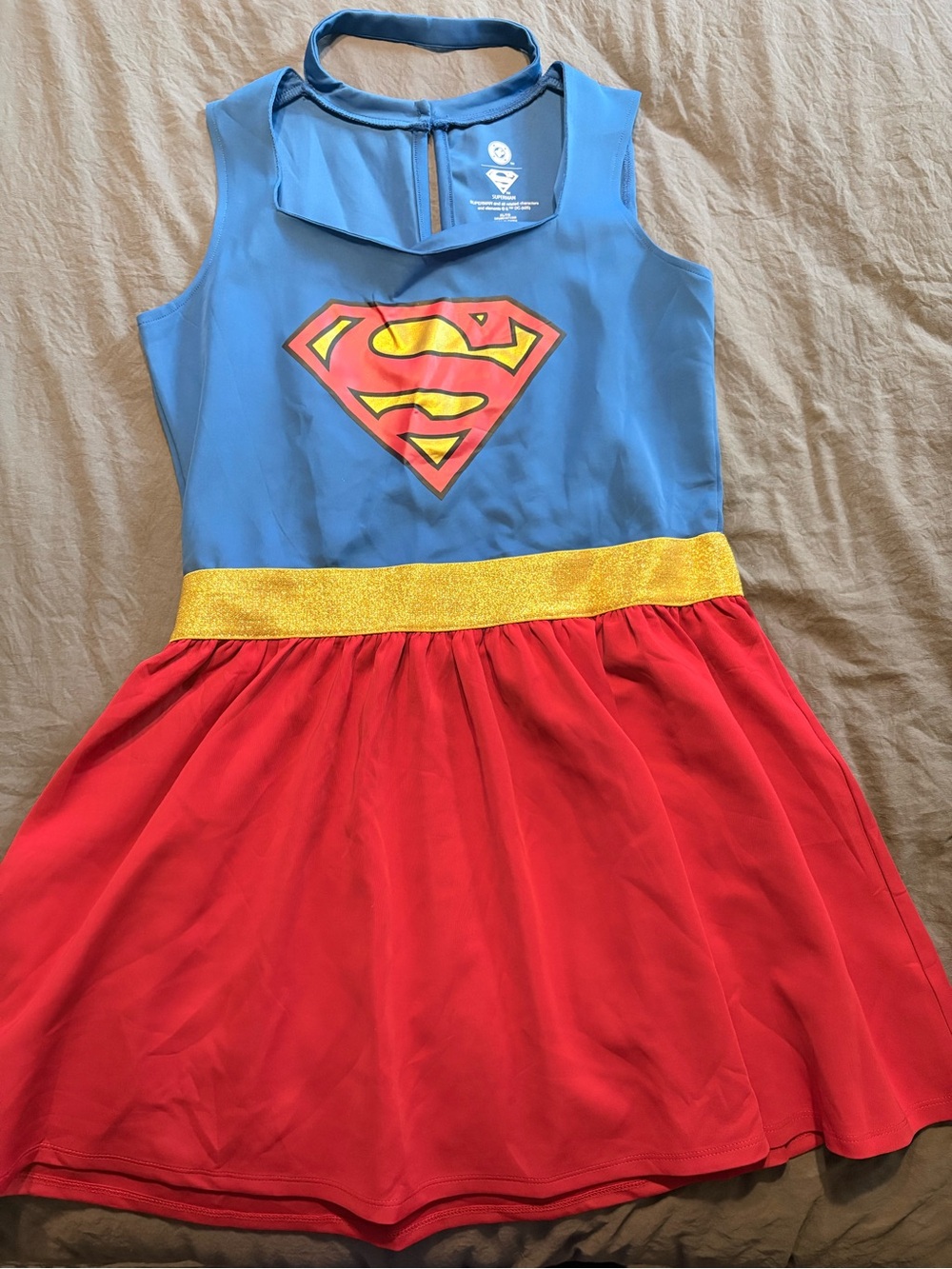 Women’s Supergirl-Inspired Blue & Red Costume Dress